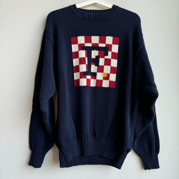 Vintage Unisex Knit France Oversized Preppy Grandpa Boat Como Size Large Cotton - Picture 1 of 6